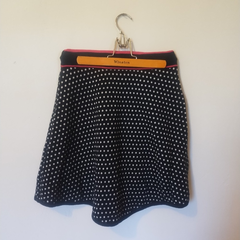 Krimson Klover Skirt Women's XS Black White Polka Dot Merino Wool Retro